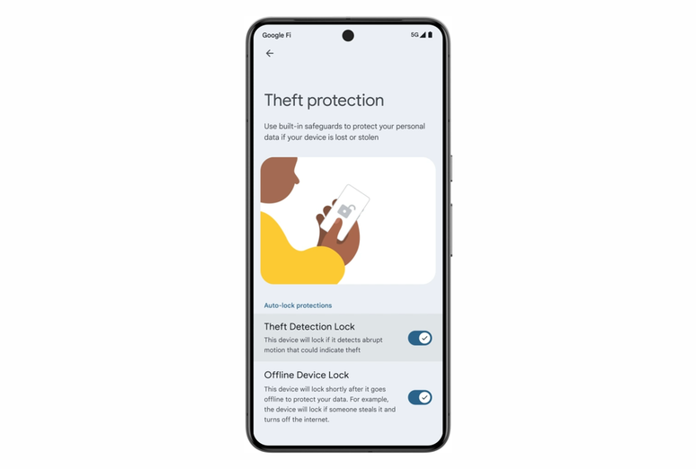New Android feature will lock phones if stolen (Image: Disclosure/Google) New Android feature will lock phones if stolen (Image: Disclosure/Google)