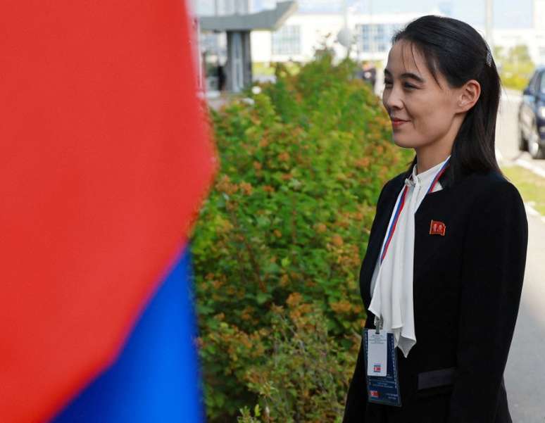 Kim Yo Jong, irmã do líder norte-coreano, Kim Jong Un, na região russa de Amur
13/9/2023 Sputnik/Vladimir Smirnov/Divulgação via REUTERS/Arquivo