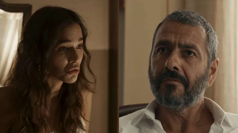 Mariana (Theresa Fonseca) e  José Inocêncio (Marcos Palmeira) em Renascer (Divulgação / TV Globo)