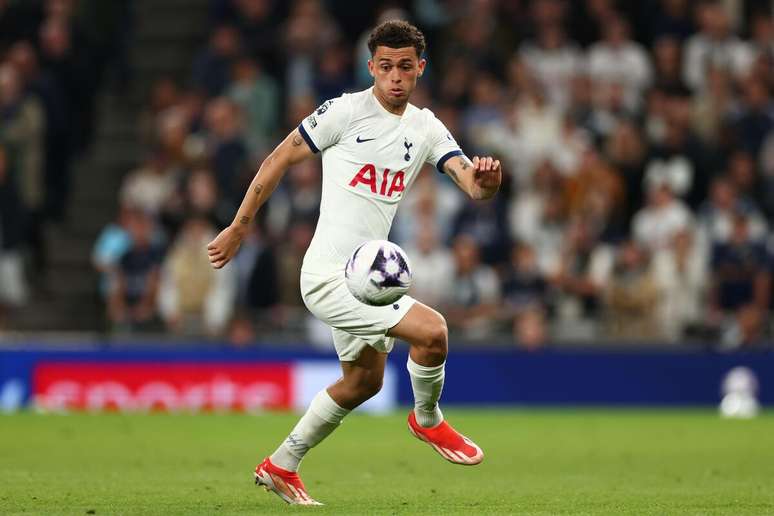 Brennan Johnson (Tottenham) em ação contra o Manchester City no dia 14.05.2024 
