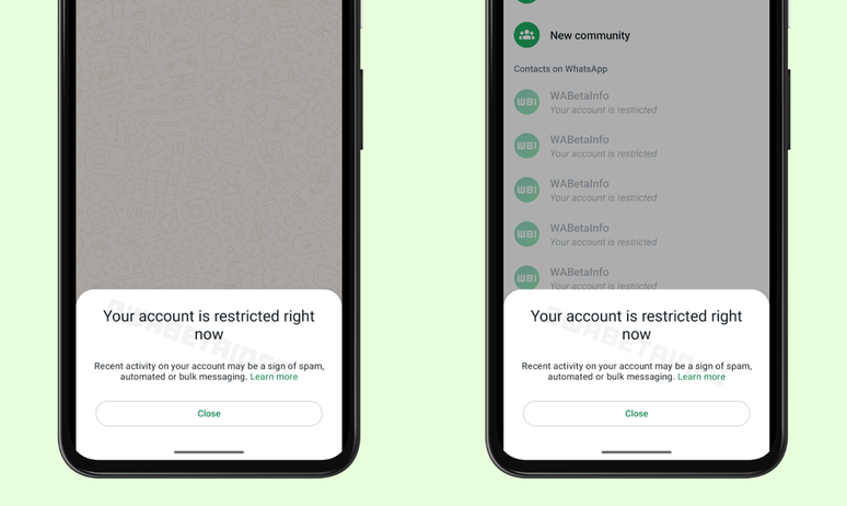 No futuro, WhatsApp vai restringir funções em perfis de quem manda muitas mensagens (Imagem: Reprodução/WABetaInfo)
