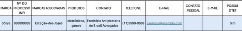Exemplo mostra como informações devem ser dispostas na planilha (Imagem: Divulgação/Receita Federal)