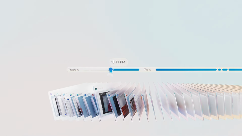 Recall cria uma linha do tempo para encontrar arquivos ou conteúdos específicos (Imagem: Divulgação/Microsoft)