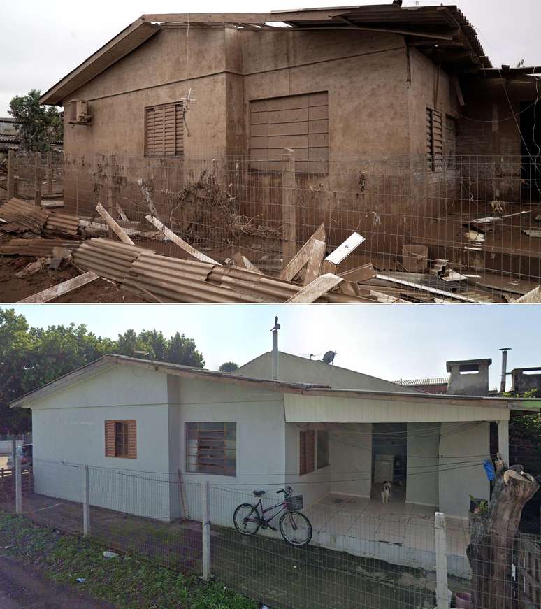 Colagem mostra antes e depois da casa