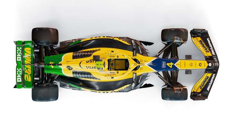 Pintura da McLaren tem as cores do capacete de Ayrton Senna (Imagem: Divulgação//McLaren)