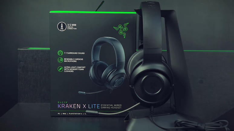 O Razer Kraken X Lite é um headset cabeado com conector de 3,5mm (Imagem: Reprodução/Razer Brasil)