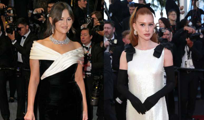 Selena Gomez e Marina Ruy Barbosa foram algumas das celebridades que apostaram em looks preto e branco para o Festival de Cannes 2024.