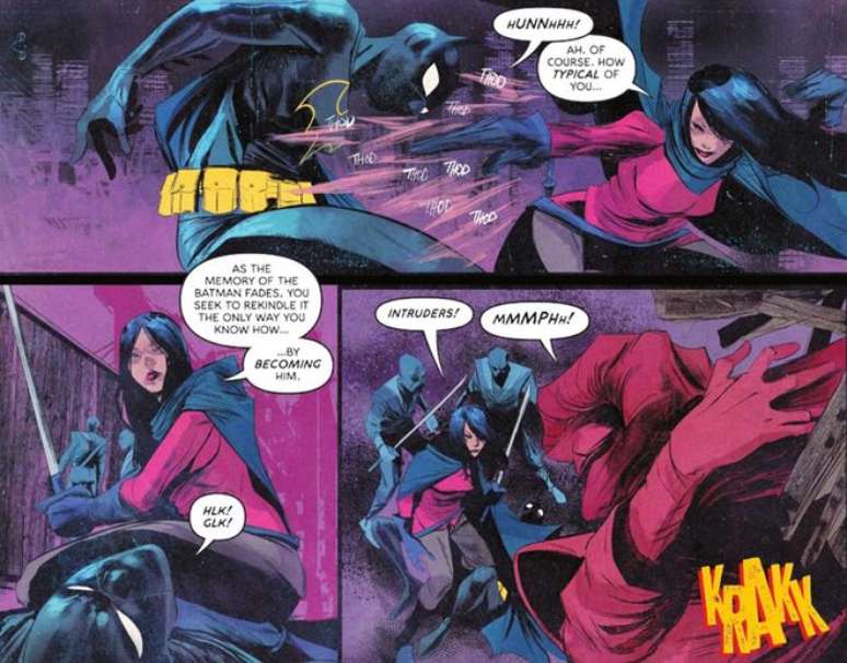Cassandra imita os movimentos de luta de Bruce para homenageá-lo(Imagem: Reprodução/DC Comics)
