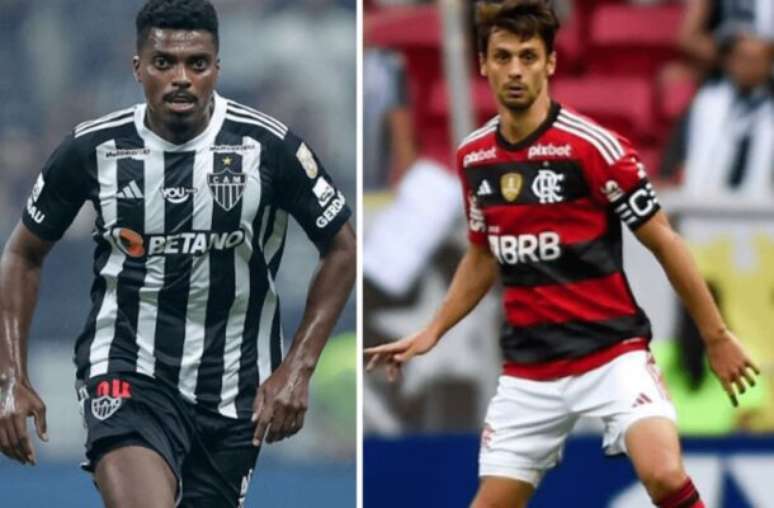 Fotos: Pedro Souza/Atlético e Marcelo Cortes/Flamengo - Legenda: Jemerson, do Atlético, e Rodrigo Caio, ex-Flamengo, estão na mira do Grêmio