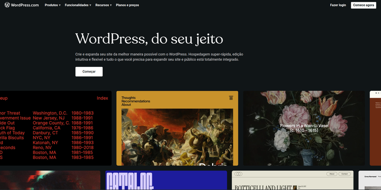 O Wordpress tem opções gratuitas (Imagem: Divulgação/Wordpress)