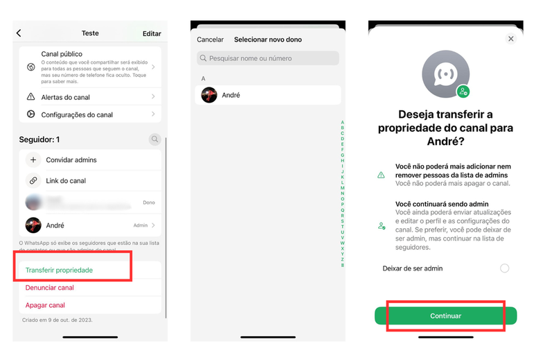 Mude o dono de um canal no iOS (Imagem: Captura de tela/André Magalhães/Canaltech)