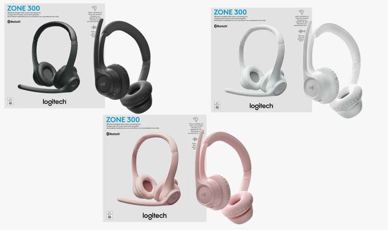 O novo fone da Logitech será vendido em três opções de cores: grafite, branco e rosa (Imagem: Divulgação/Logitech)