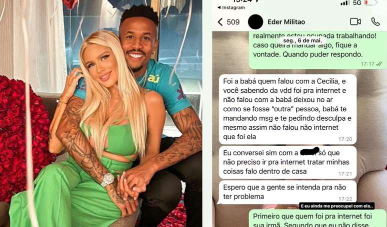 Karoline Lima expõe prints que falam sobre ex-babá da filha Cecília.