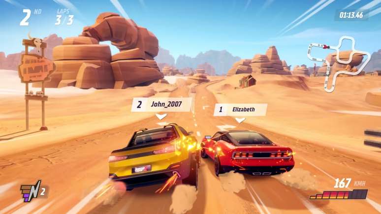 Disputas em alta velocidade e muita diversão aguardam em Horizon Chase 2.