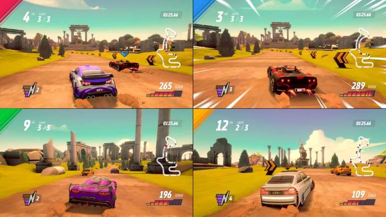 Em Horizon Chase 2 é possível jogar com até quatro jogadores localmente ou online.