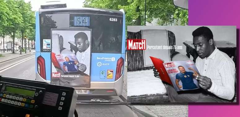 Pelé aparece em anúncio da revista 'Paris Match' em ônibus na capital francesa