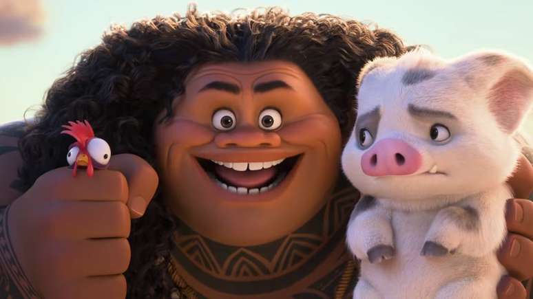 Maui em cena do novo teaser de Moana 2 (Imagem: Reprodução/Disney)