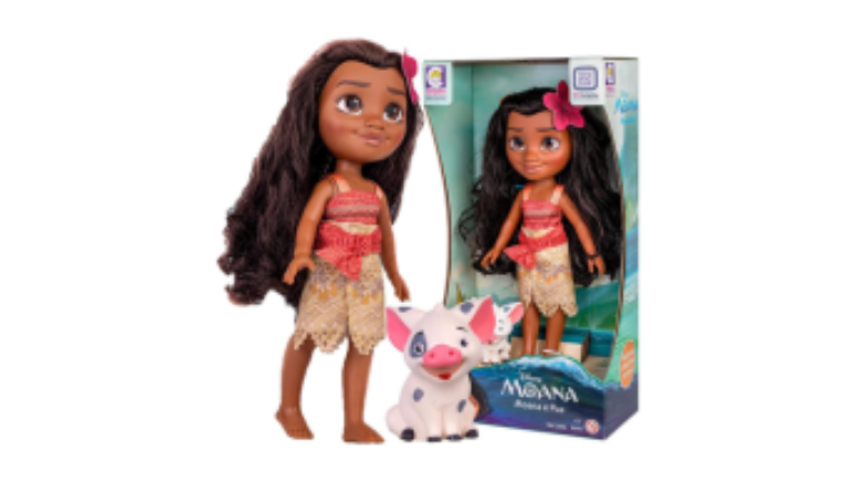 Brinquedo Boneca Princesa Moana e Porquinho Pua, Cotiplas