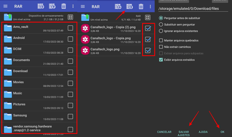 Você pode abrir arquivo RAR através do aplicativo homônimo do formato (Imagem: Captura de tela/Fabrício Calixto/Canaltech)