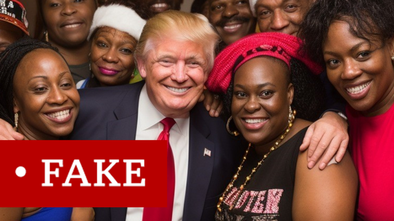 Imagem criada usando inteligência artificial mostra Trump supostamente posando com apoiadores negros