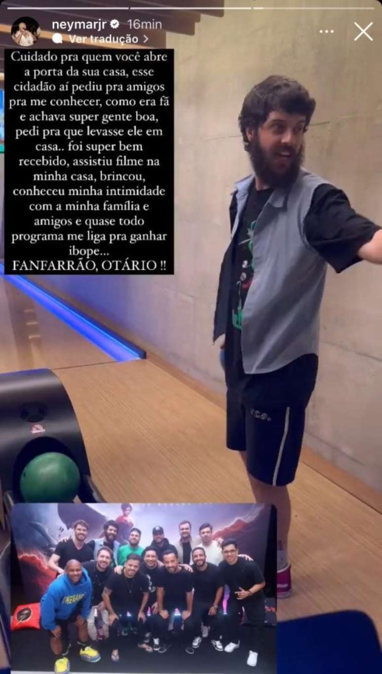 Print dos Stories de Neymar detonando Diogo Defante