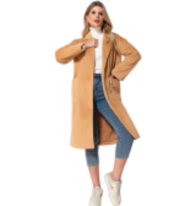 Casaco Sobretudo L&atilde; Batida Off White Bege