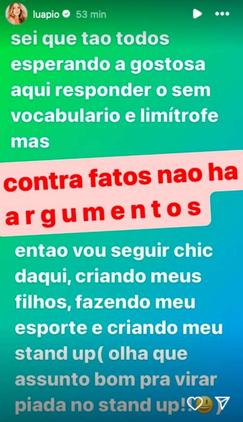 A atriz postou texto contra Neymar nos stories