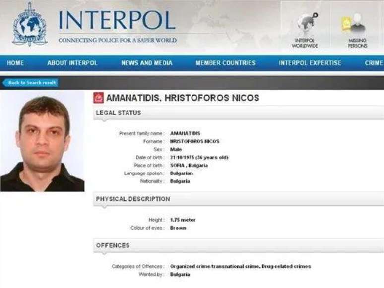 Taki foi alvo de um 'alerta vermelho' da Interpol