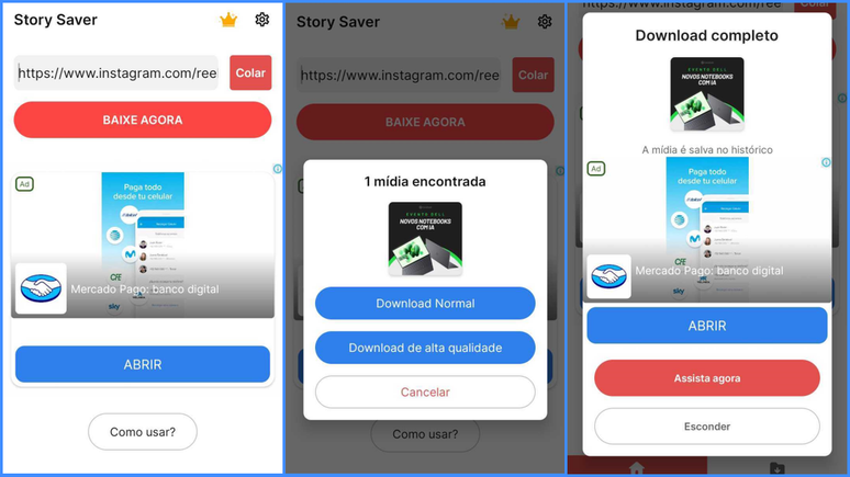 O Story Saver vai além do formato de conteúdo curto e também é capaz de baixar conteúdos do feed do Instagram (Imagem: Captura de tela/Fabrício Calixto/Canaltech)