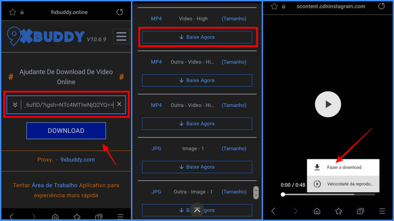 O 9xbuddy se destaca por não ter propagandas e uma interface simples para baixar vídeos do Instagram (Imagem: Captura de tela/Fabrício Calixto/Canaltech)