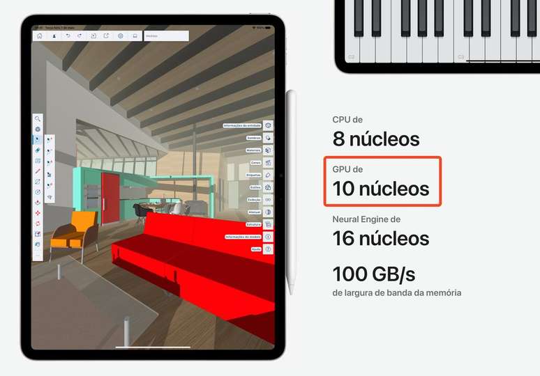 Site da Apple Brasil ainda cita GPU de 10 núcleos em páginas do iPad Air com chip M2 (Imagem: Captura de tela/Canaltech)