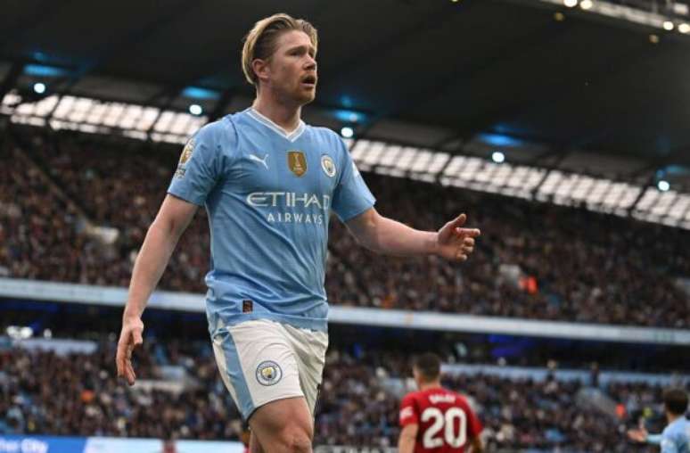 Ben Stansall/AFP via Getty Images - Legenda: Kevin De Bruyne tem mais um ano de contrato com o City -