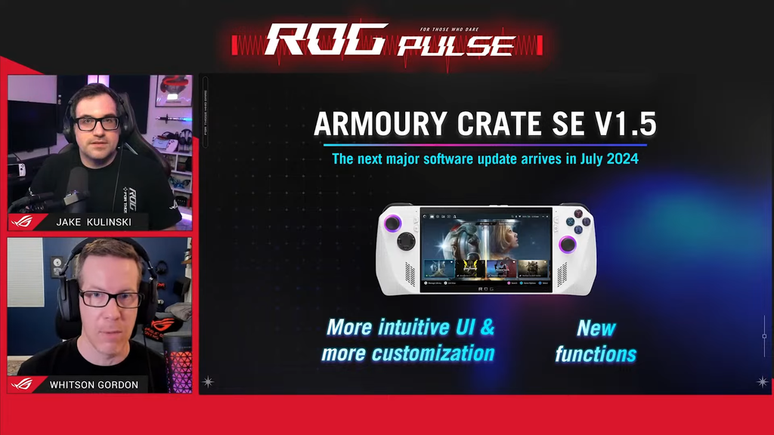 ROG Armoury Crate SE 1.5 chega a todos os consoles ROG Ally em julho. (Imagem: ASUS / Divulgação)