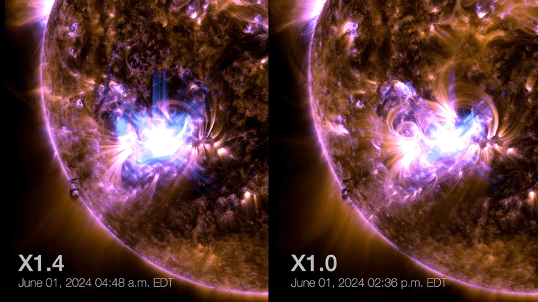 NASA's Solar Dynamics observatory recorded solar flares that occurred on June 1 (Image: Reproduction/NASA/SDO) NASA's Solar Dynamics observatory recorded solar flares that occurred on June 1 (Image: Reproduction/NASA/SDO)