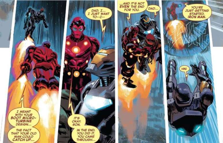 No final, é Tony quem realmente faz o sacríficio e dá a vida (Imagem: Reprodução/Marvel Comics)