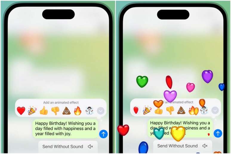 Telegram gets animated effects in messages (Image: Disclosure/Telegram) Telegram gets animated effects in messages (Image: Disclosure/Telegram)