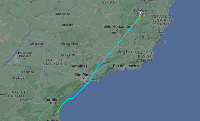 Avião saiu de Governador Valadares (MG) com destino a Florianópolis (SC)