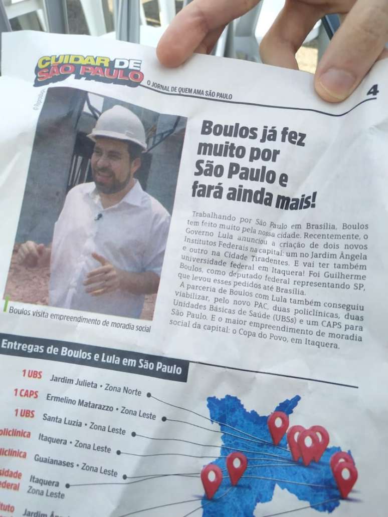 Jornal distribuído no Dia do Trabalhador por aliados de Boulos e flagrado pelo Estadão