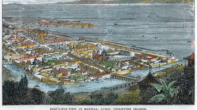 Ilustra&ccedil;&atilde;o mostra Manila, capital filipina, na &eacute;poca colonial espanhola