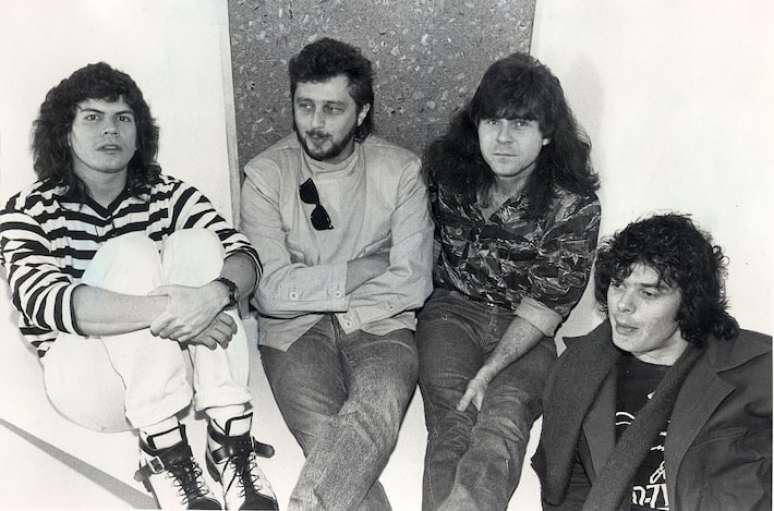 Paulo Ricardo, Luiz Schiavon, Paulo Pagni e Fernando Deluqui em S&atilde;o Paulo, em foto de 1988