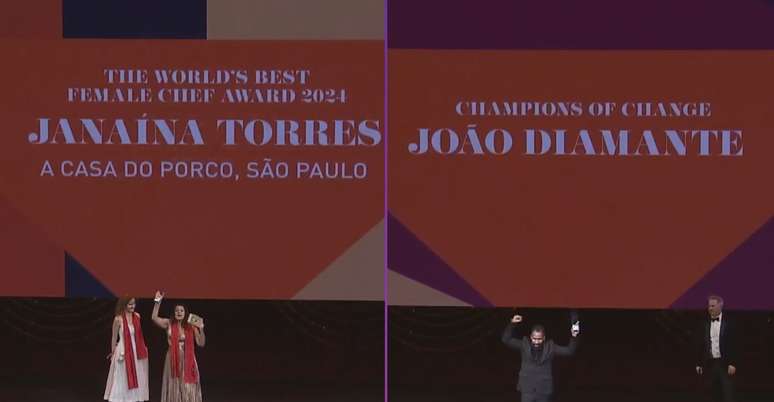 Os chefs brasileiros no palco do evento, em Las Vegas: reconhecimento internacional do talento gastron&ocirc;mico