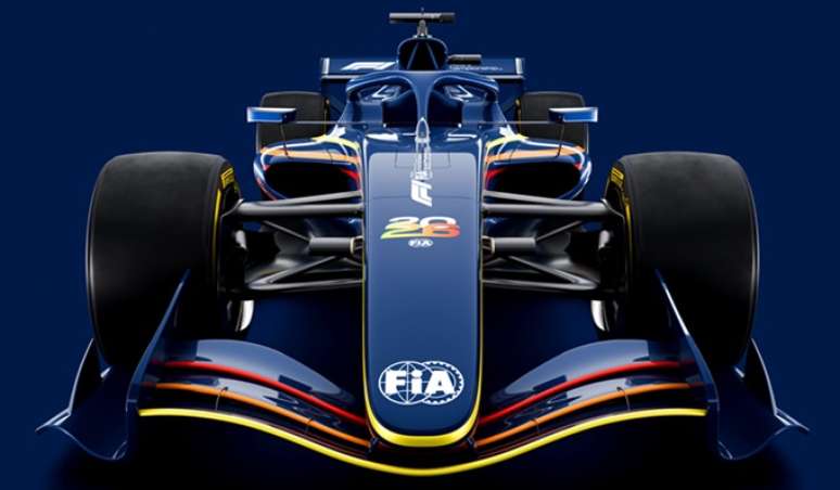Projeção do carro da F1 2026 visto de frente