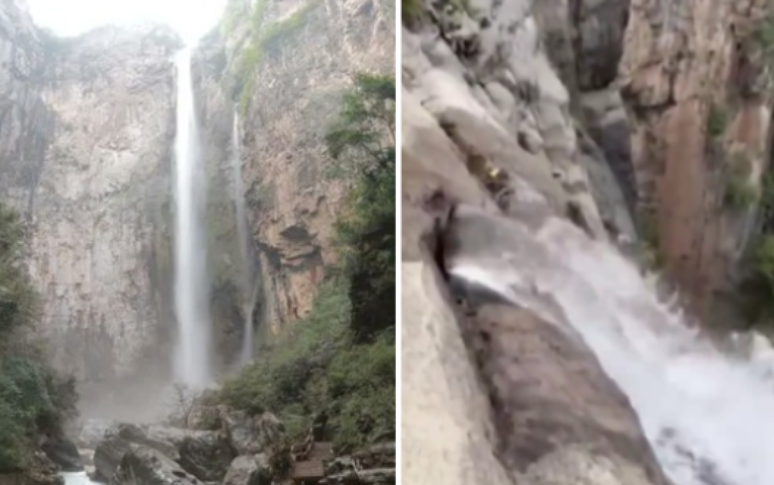 Vídeo mostra que famosa cachoeira na China pode ser artificial; entenda