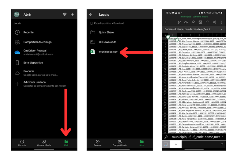 Também é possível abrir os arquivos pelo celular (Imagem: Captura de tela/André Magalhães/Canaltech)