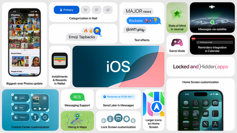 iOS 18 foca na personalização (Imagem: Divulgação/Apple)