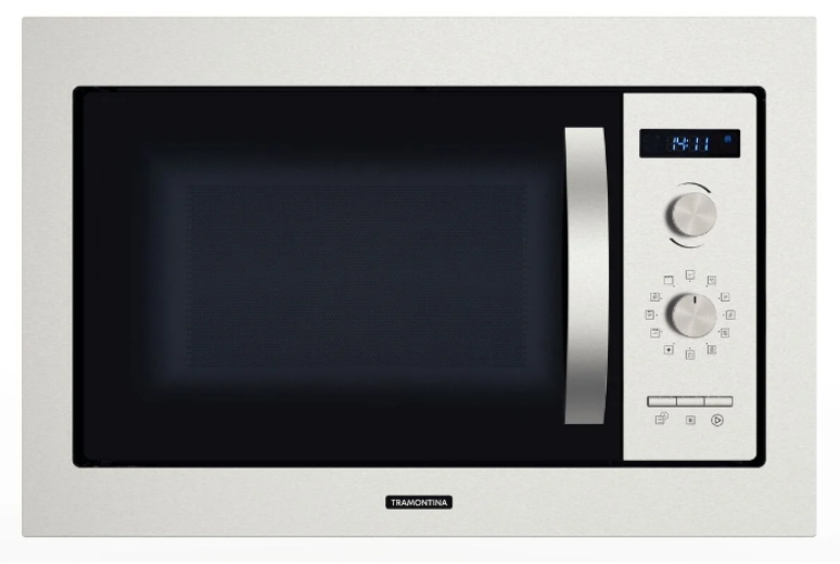 Micro-ondas de Embutir Tramontina Inox 60 25 L em Aço Inox com Acabamento Scotch Brite 8 Funções – Foto: Tramontina