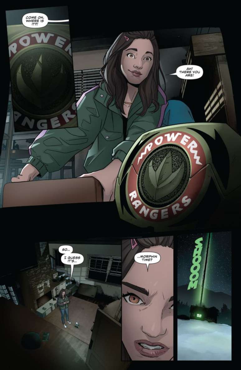 Tommy and Kimberly's daughter Olivia transforms into the Green Ranger (Image: Boom Studios) Tommy and Kimberly's daughter Olivia transforms into the Green Ranger (Image: Boom Studios)