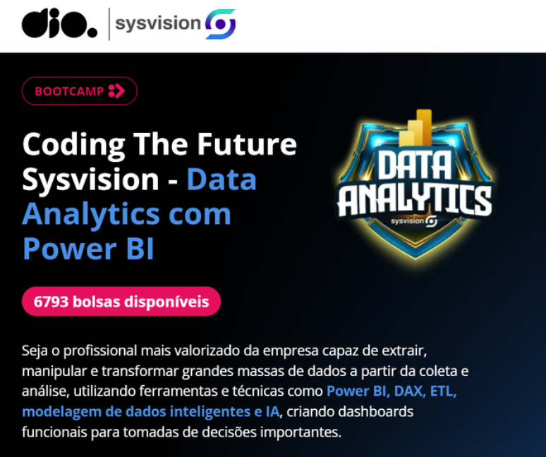 Bootcamp has 82 hours of free content and is accepting registrations until July 21 (Image: Play/DIO) Bootcamp has 82 hours of free content and is accepting registrations until July 21 (Image: Play/DIO)
