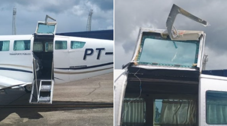 Porta de avião bimotor abriu durante voo do Recife até Maceió; incidente será investigado pelo Seripa