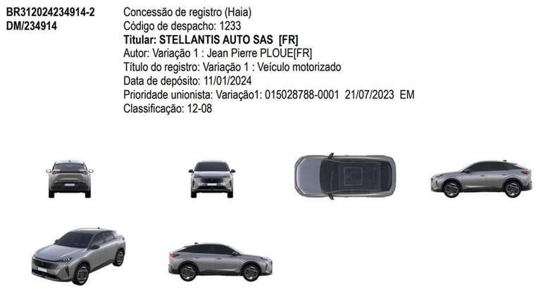 Registro do novo Peugeot 3008 no INPI brasileiro